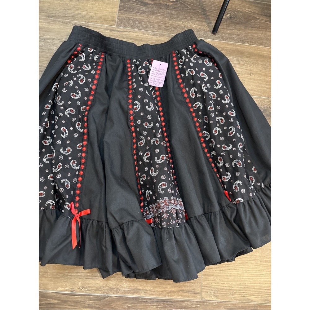 NWT Square Up Western Circle Skirt  Black White Paisley Lace Usa Xl Rockabilly